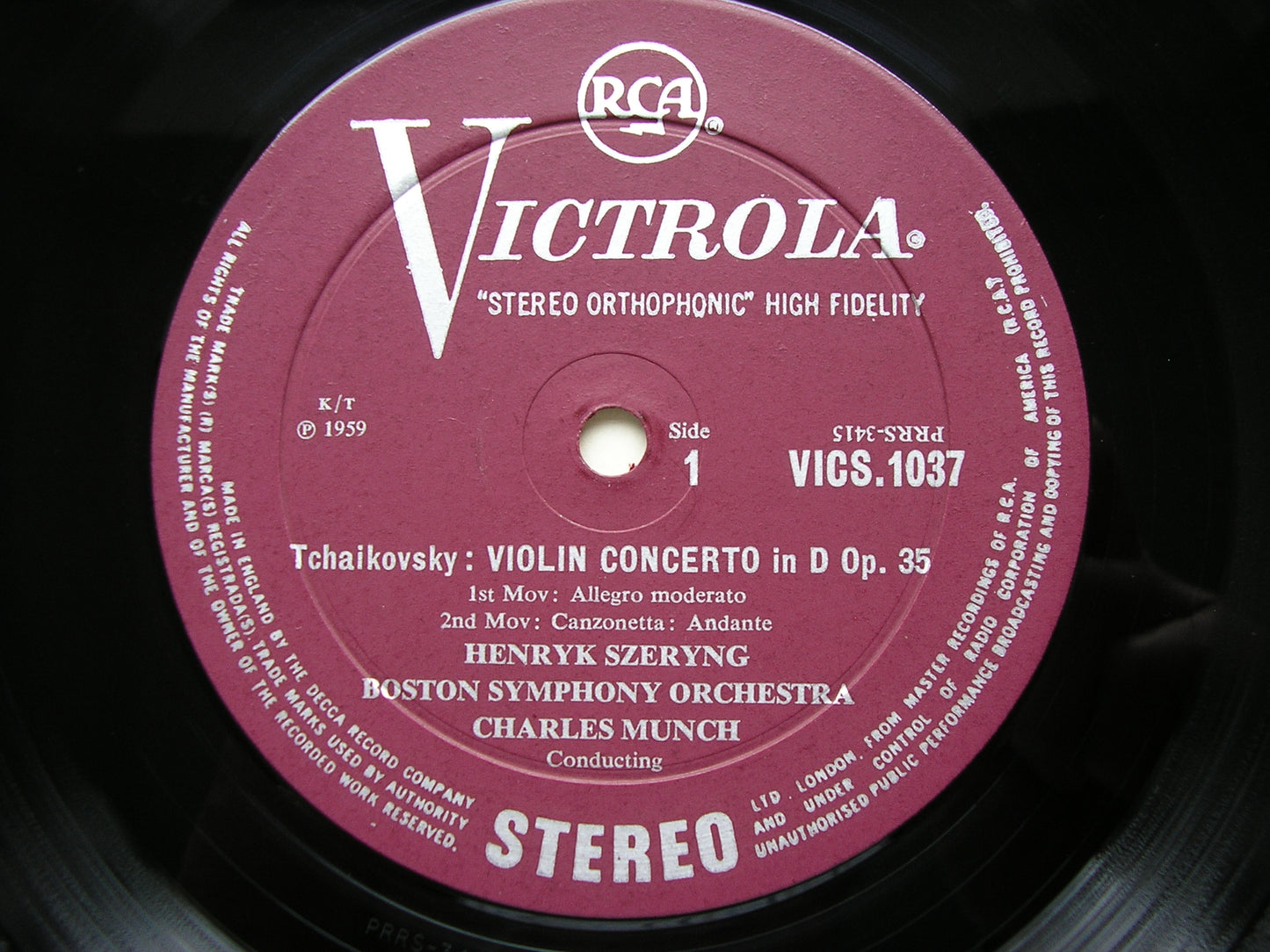 TCHAIKOVSKY: VIOLIN CONCERTO / TARTINI: SONATA in G 'The Devil's Trill' SZERYNG / BOSTON SYMPHONY / MUNCH VICS 1037