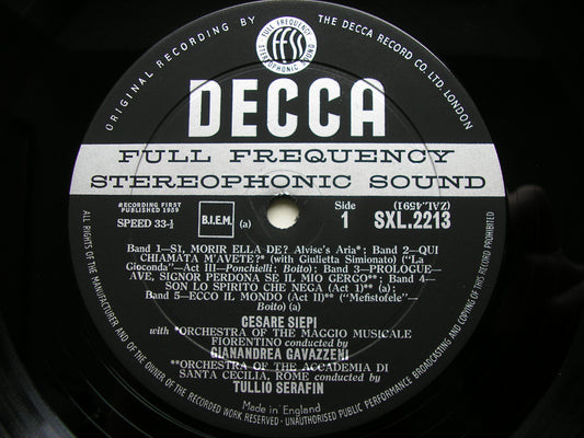 CESARE SIEPI SINGS ITALIAN OPERA ARIAS: BOITO / VERDI / ROSSINI / PONCHIELLI    SXL 2213