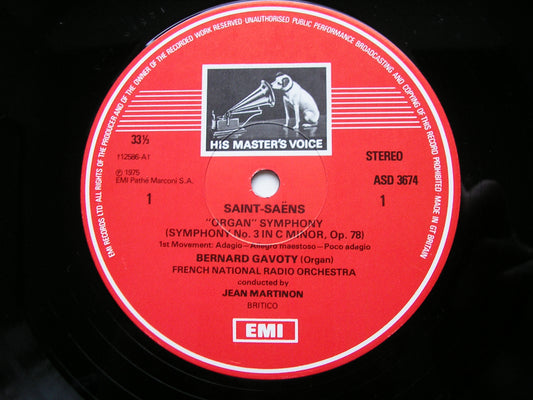 SAINT - SAENS: SYMPHONY No. 3     GAVOTY / FNRO / JEAN MARTINON    ASD 3674