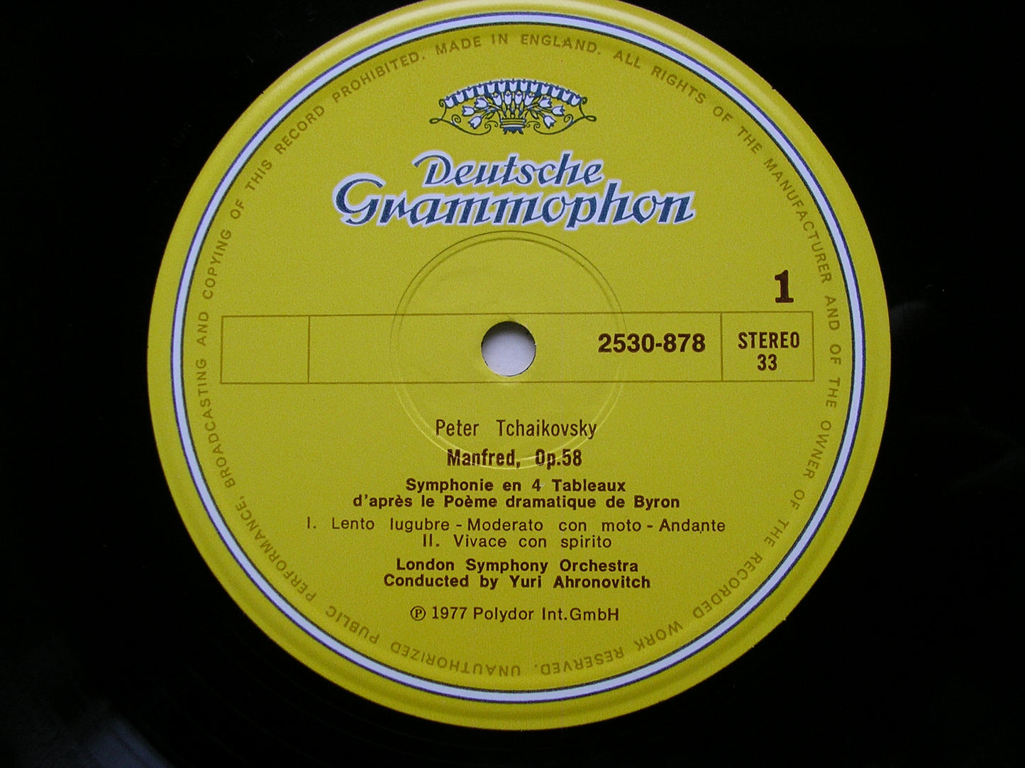 TCHAIKOVSKY: MANFRED      AHRONOVICH / LONDON SYMPHONY    2530 878