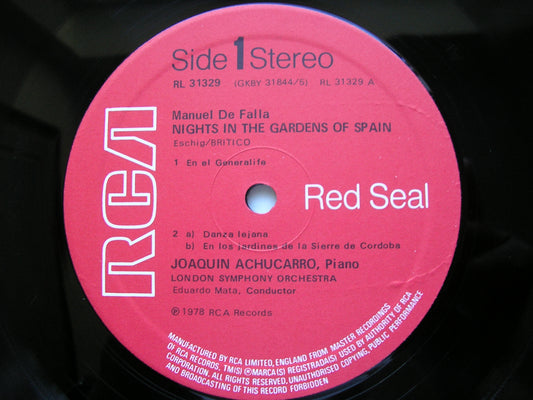 FALLA: NIGHTS IN THE GARDENS OF SPAIN / HARPSICHORD CONCERTO      ACHUCARRO / LONDON SYMPHONY ORCHESTRA / MATA    RL 31329