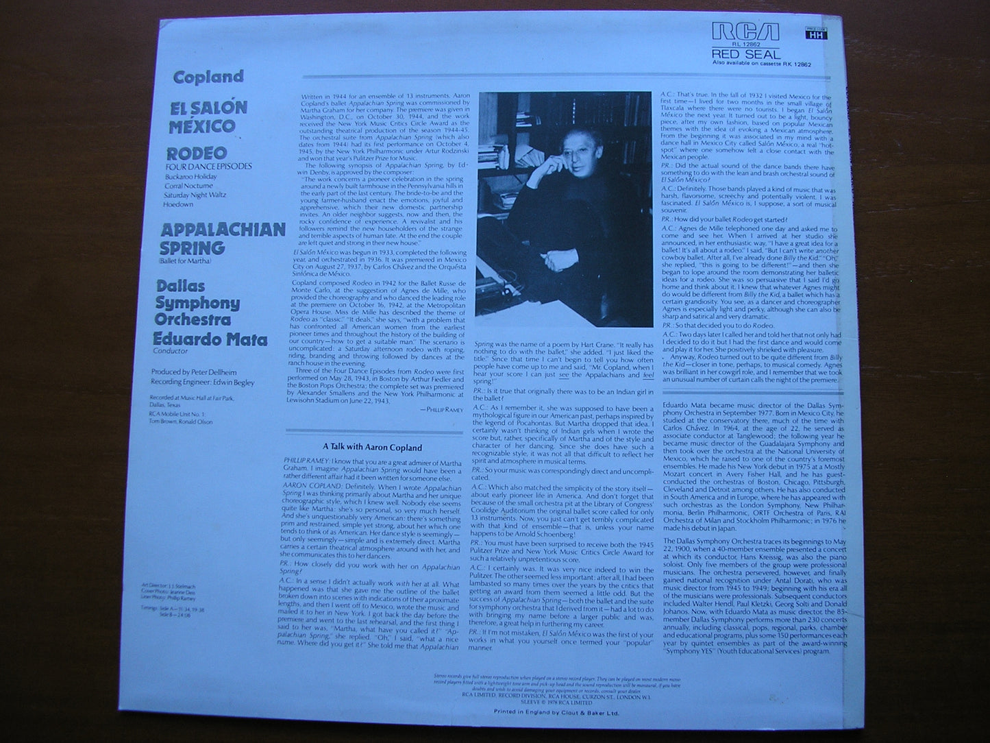 COPLAND: EL SALON MEXICO / RODEO / APPALACHIAN SPRING MATA / DALLAS SYMPHONY RL12862