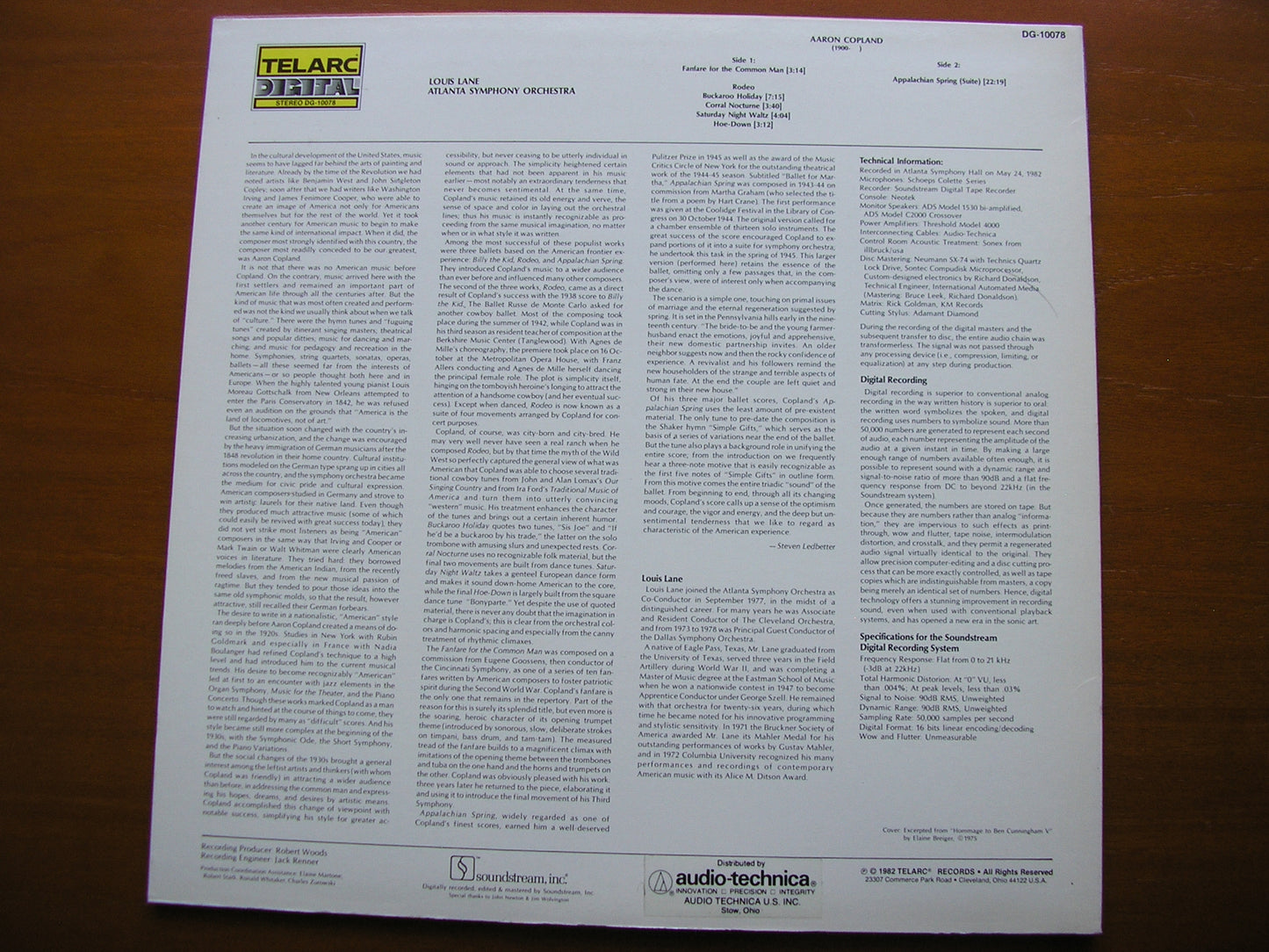 COPLAND: APPALACHIAN SPRING / RODEO / FANFARE LANE / ATLANTA SYMPHONY DG-10078