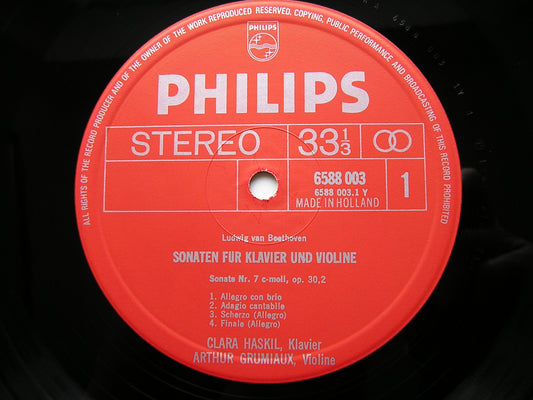 BEETHOVEN: THE COMPLETE SONATAS FOR VIOLIN & PIANO     GRUMIAUX / HASKIL   4LP   6733 001