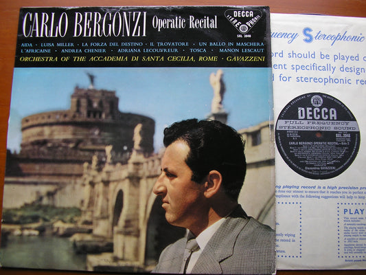 CARLO BERGONZI SINGS OPERATIC ARIAS: VERDI / PUCCINI / CILEA / GIORDANO / MEYERBEER     ACC di SC / GAVAZZENI   SXL 2048