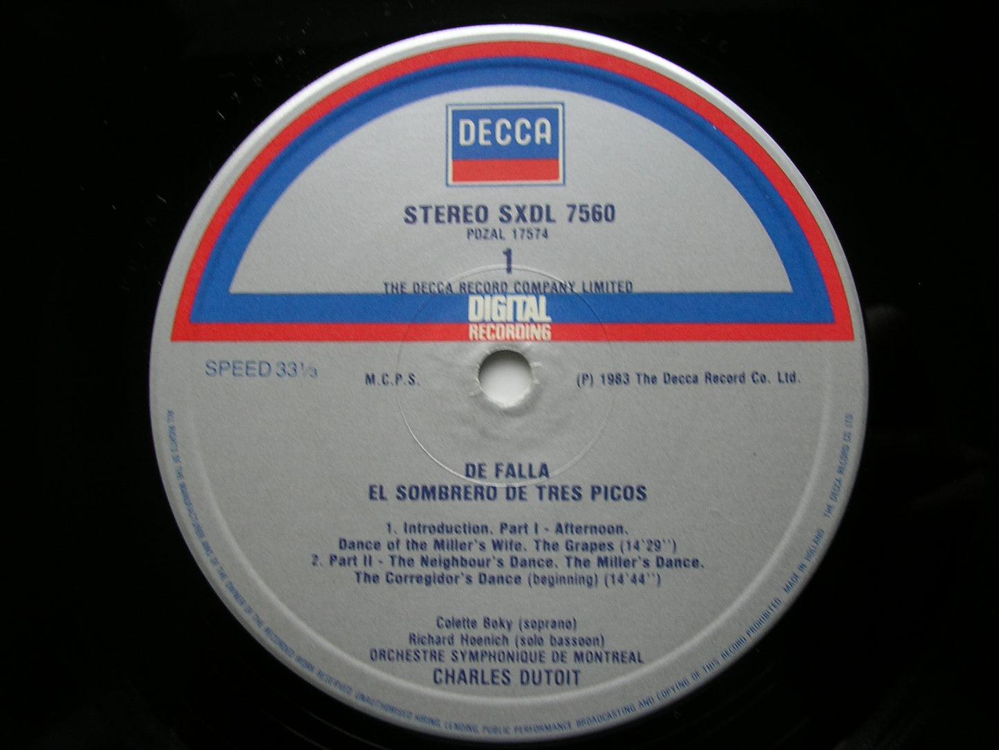 FALLA: THE THREE CORNERED HAT / EL AMOR BRUJO    DUTOIT / MONTREAL SYMPHONY     SXDL 7560