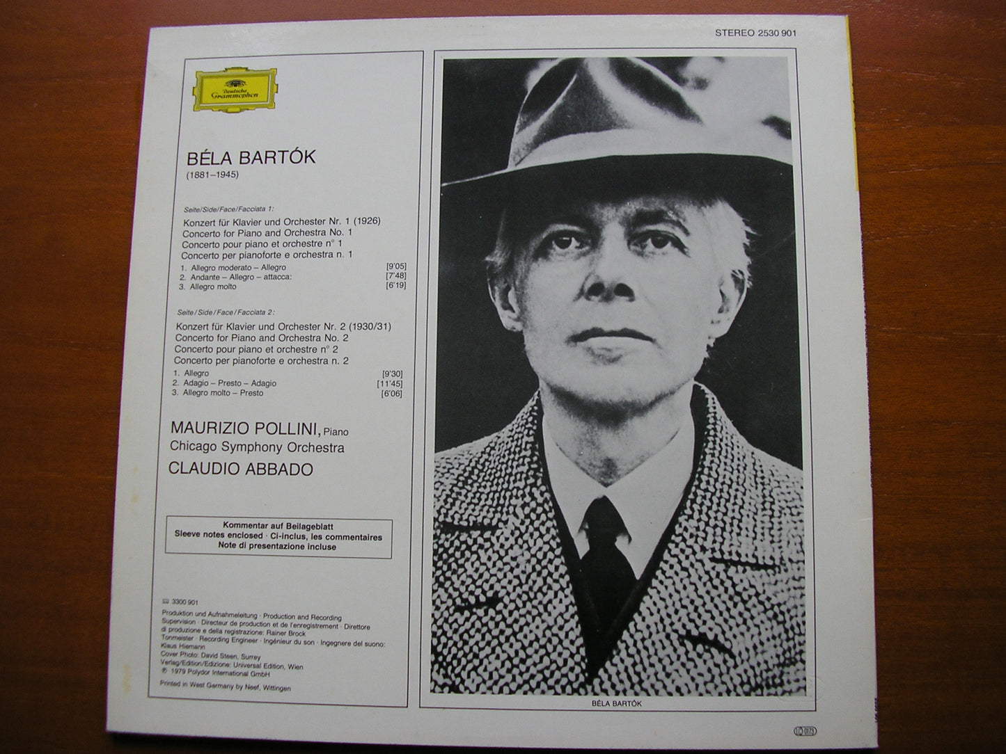 BARTOK: PIANO CONCERTOS Nos. 1 & 2 POLLINI / CHICAGO SYMPHONY / ABBADO 2530 901