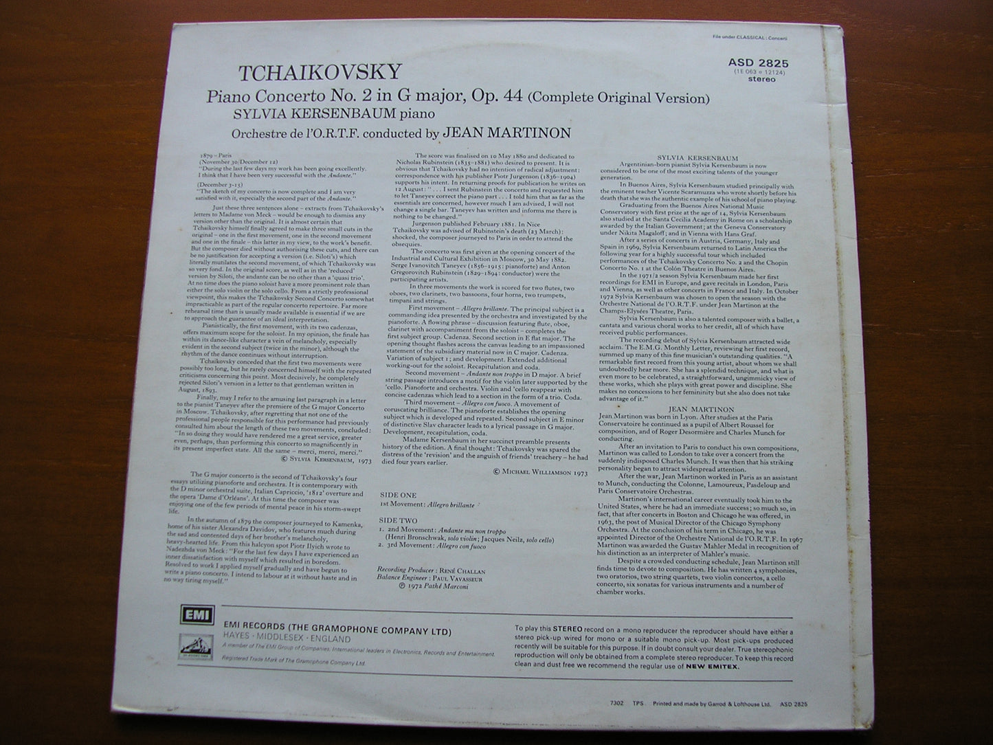 TCHAIKOVSKY: PIANO CONCERTO No. 2 KERSENBAUM / FNRO / MARTINON ASD 2925