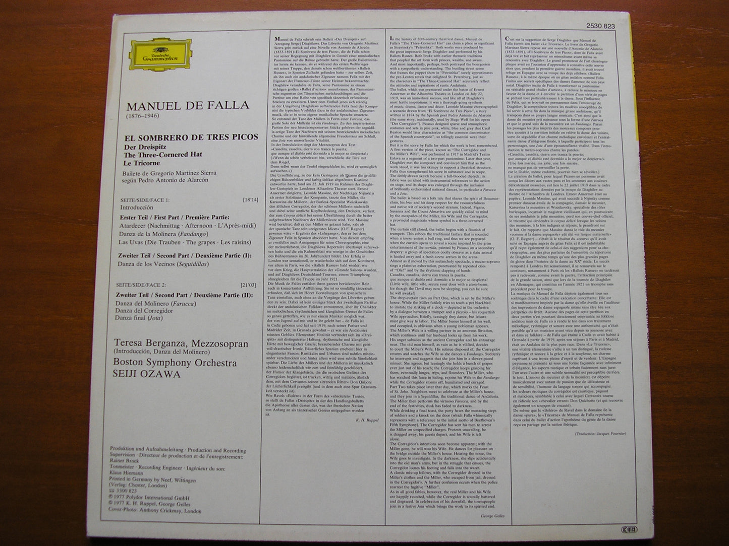 FALLA: THE THREE CORNERED HAT     BERGANZA / BOSTON SYMPHONY / OZAWA    2530 823