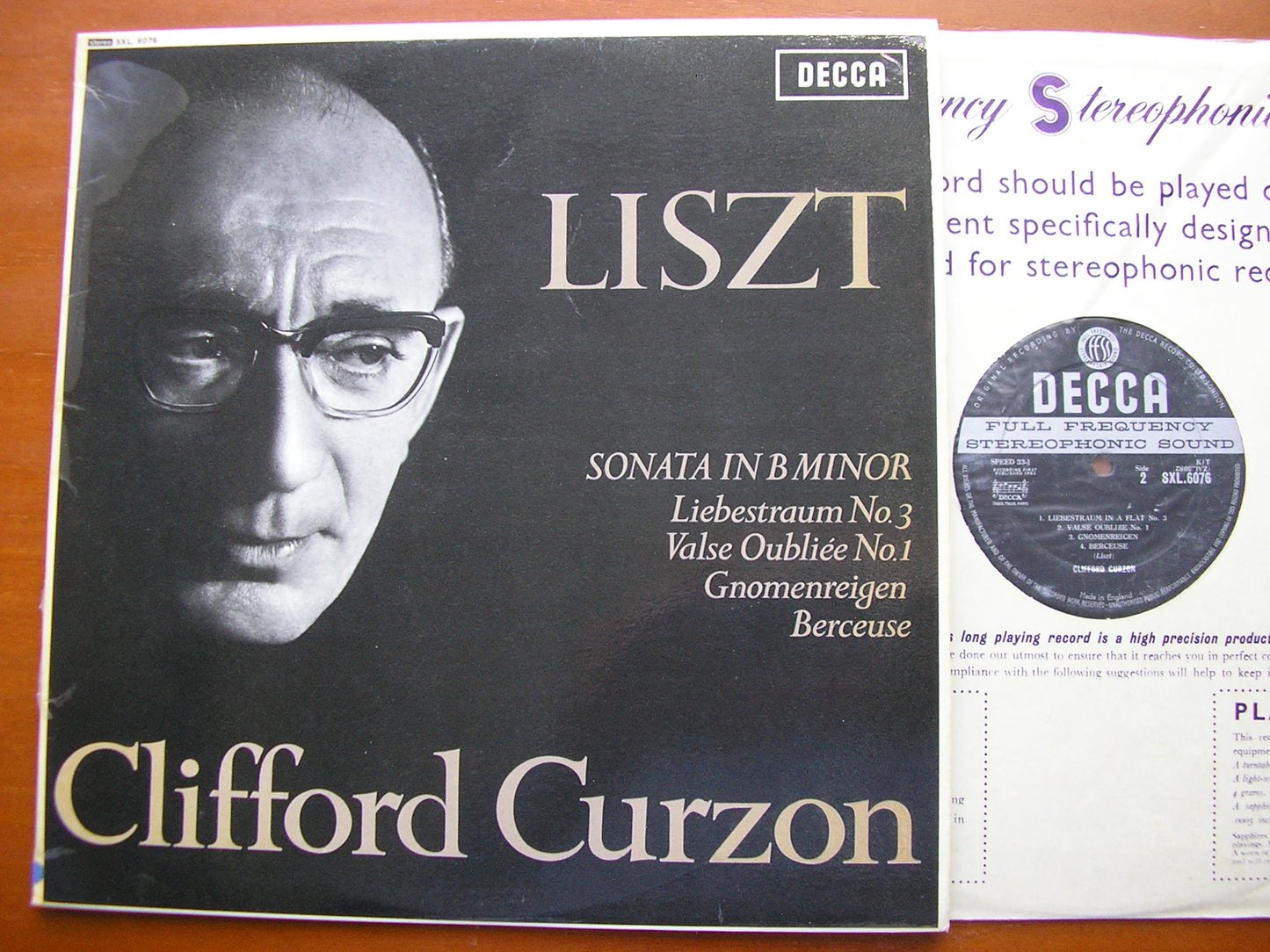 LISZT: SONATA IN B Minor / BERCEUSE / LIEBESTRAUM / GNOMENREIGEN CLIFFORD CURZON SXL 6076
