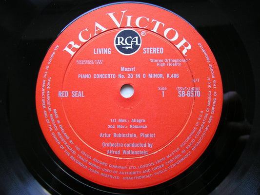 MOZART: PIANO CONCERTO No. 20 / HAYDN: ANDANTE & VARIATIONS in F     RUBINSTEIN /  RCA ORCHESTRA / WALLENSTEIN     SB 6570