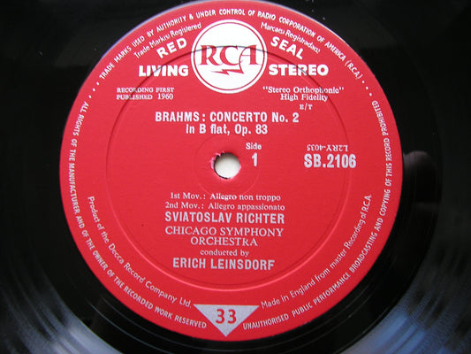 BRAHMS: PIANO CONCERTO No. 2   RICHTER / CHICAGO SYMPHONY ORCHESTRA / LEINSDORF    SB 2106
