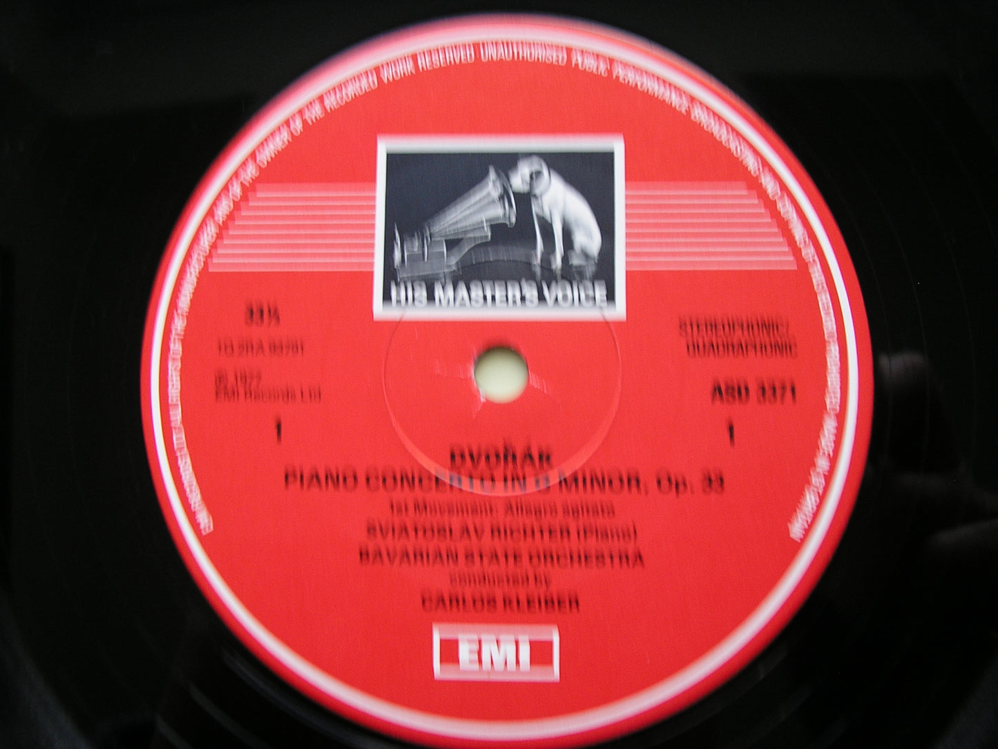 DVORAK: PIANO CONCERTO RICHTER / BAVARIAN STATE ORCHESTRA / KLEIBER ASD 3371