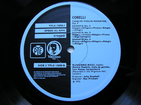 CORELLI:  TWELVE VIOLIN SONATAS Op. 5    RICCI / NESBITT / KEYES    2 LP    TPLS 13058