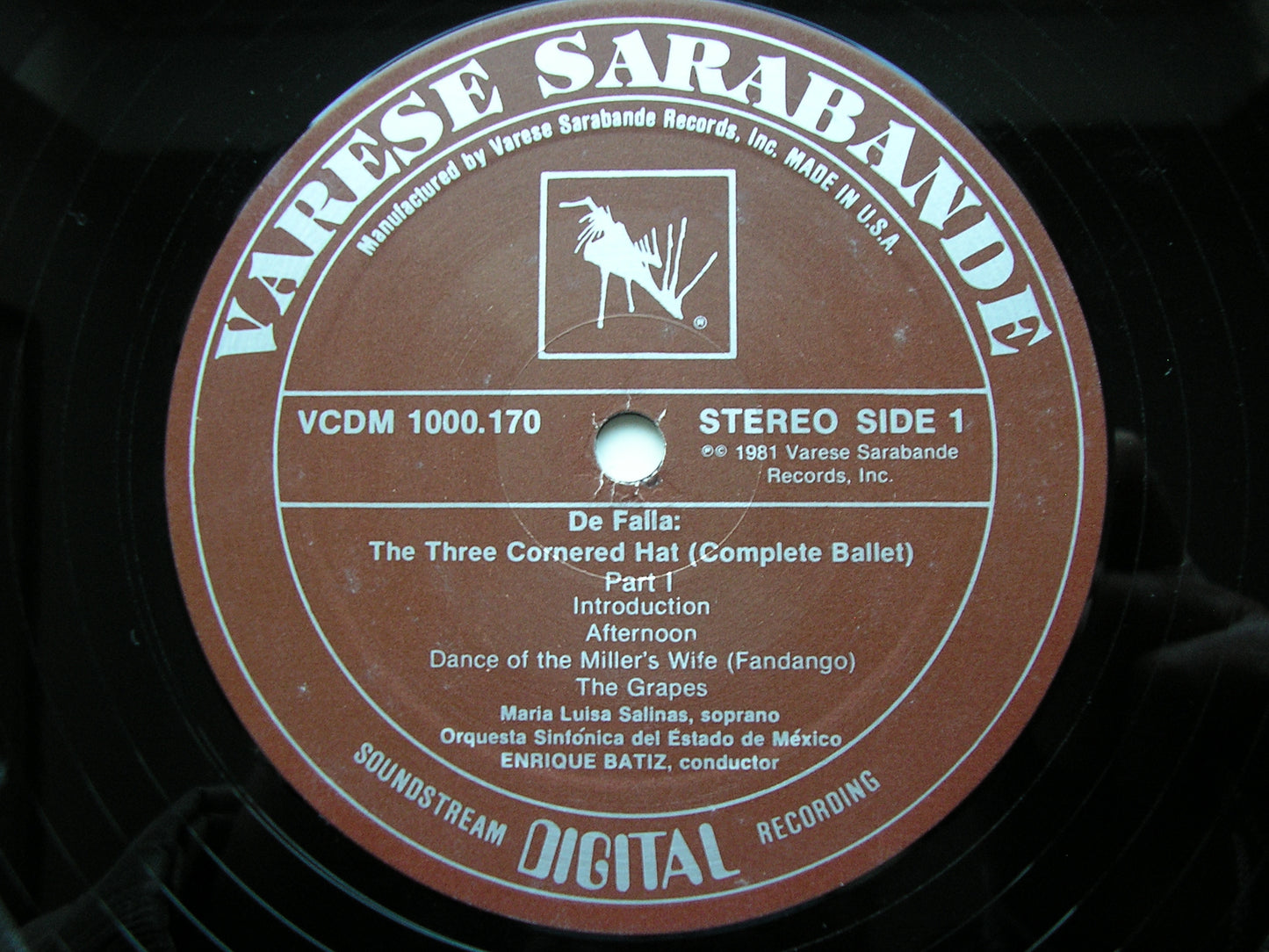 FALLA: THE THREE CORNERED HAT     ENRIQUE BATIZ / MEXICAN STATE SYMPHONY   VCDM 1000.170