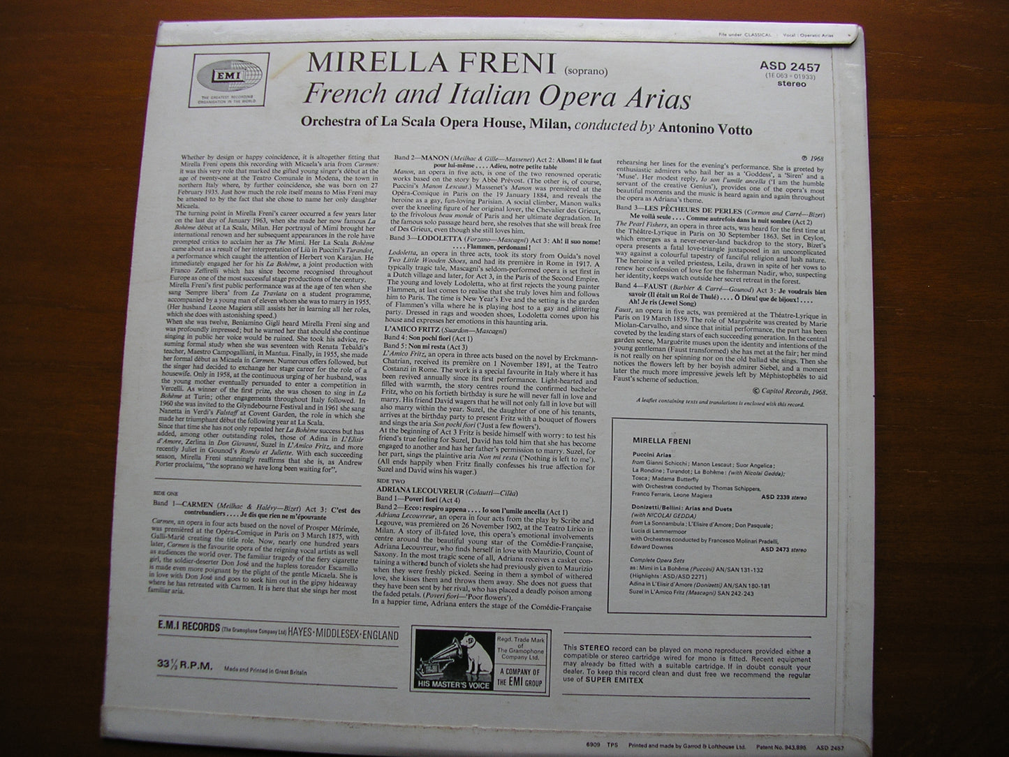 MIRELLA FRENI SINGS FRENCH & ITALIAN ARIAS: GOUNOD / BIZET / MASSENET / CILEA / MASCAGNI LA SCALA / VOTTO ASD 2457