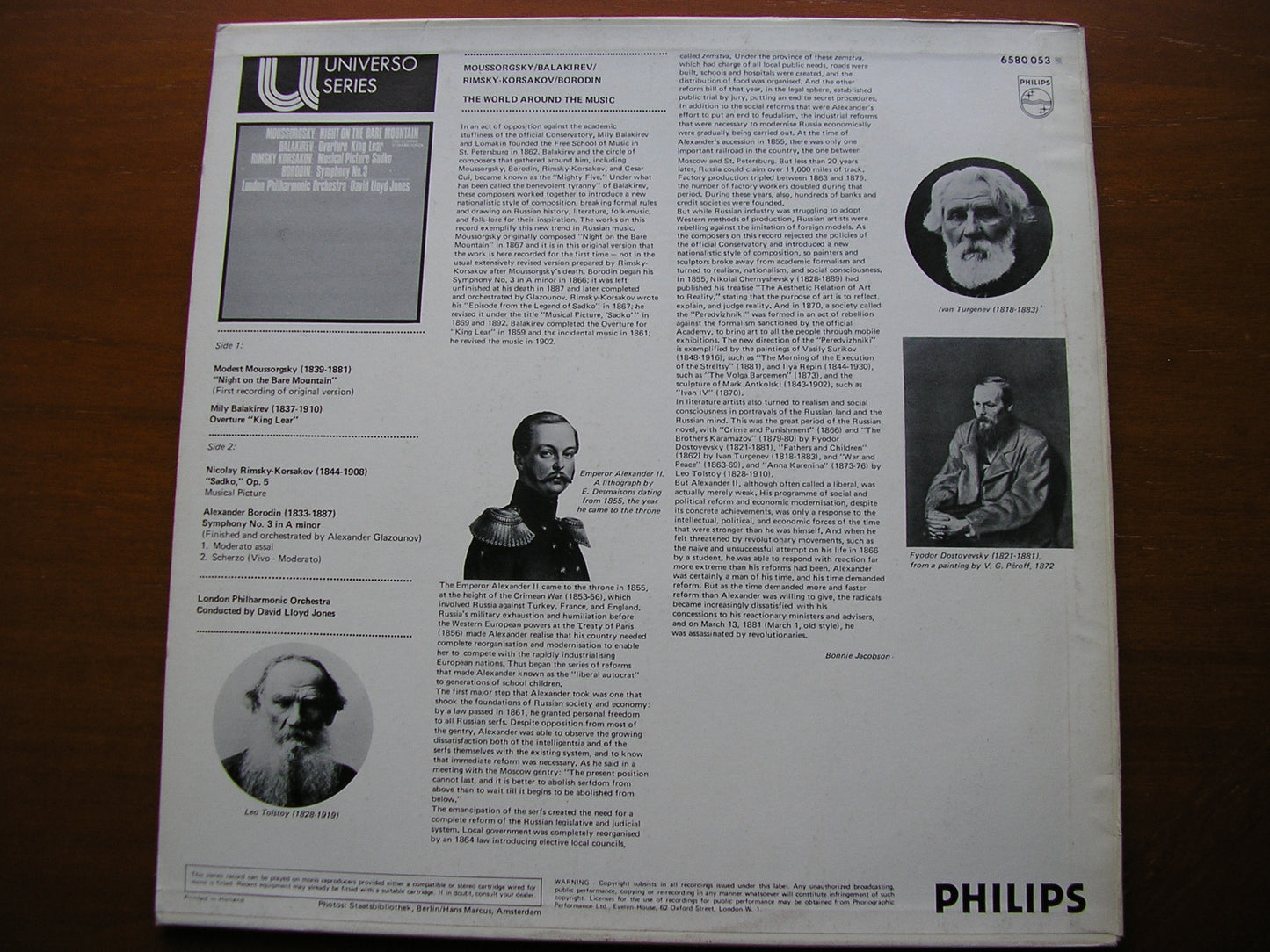 MUSSORGSKY: NIGHT ON THE BARE MOUNTAIN Original Version / BALAKIREV: OVERTURE King Lear / BORODIN: SYMPHONY No. 3 / RIMSKY-KORSAKOV: SADKO LLOYD - JONES / LONDON PHILHARMONIC 6580 053