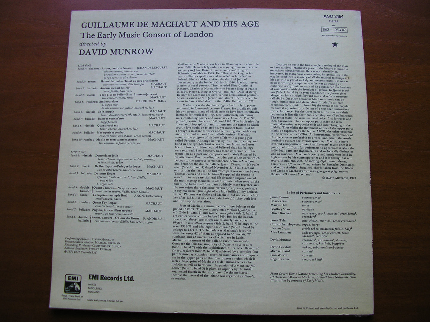 GUILLAME DE MACHAUT & HIS AGE     MUNROW / THE EARLY MUSIC CONSORT OF LONDON    ASD 3454