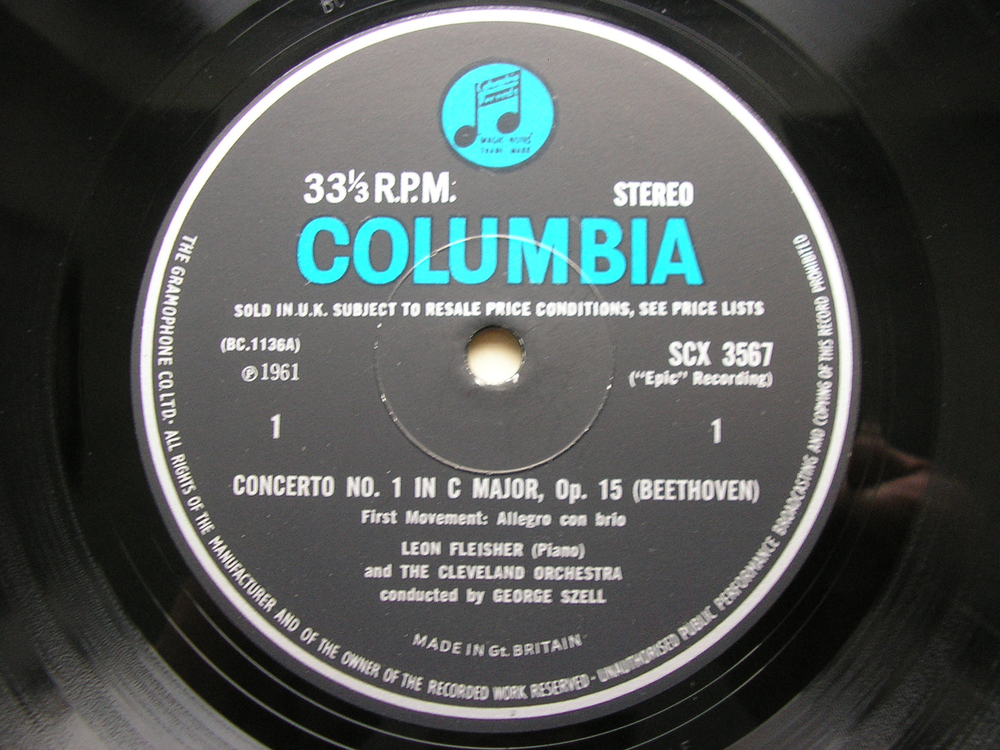 BEETHOVEN: PIANO CONCERTO No. 1 FLEISHER / CLEVELAND ORCHESTRA / SZELL SCX 3567