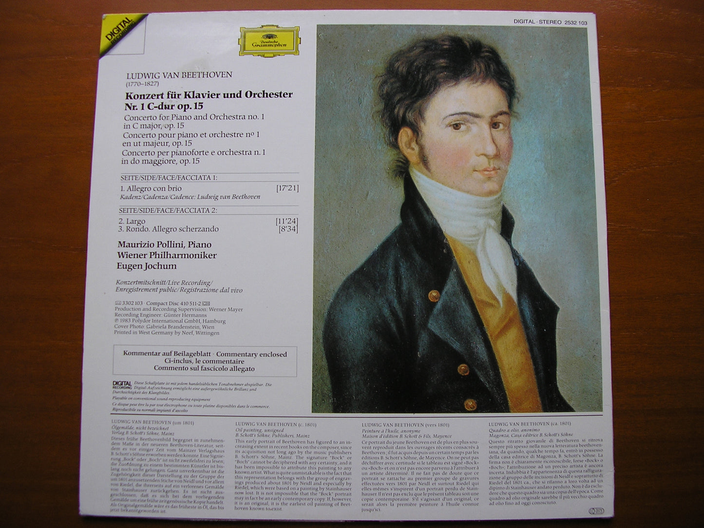BEETHOVEN: PIANO CONCERTO No. 1    POLLINI / VIENNA PHILHARMONIC / JOCHUM   2532 103