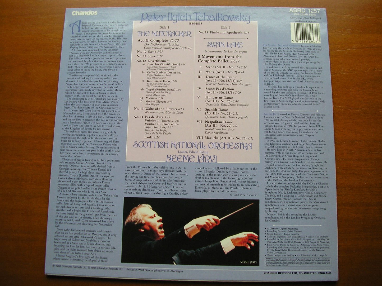TCHAIKOVSKY: THE NUTCRACKER Act 11 Complete / SWAN LAKE Excerpts JARVI / SCOTTISH NATIONAL ORCHESTRA ABRD 1257