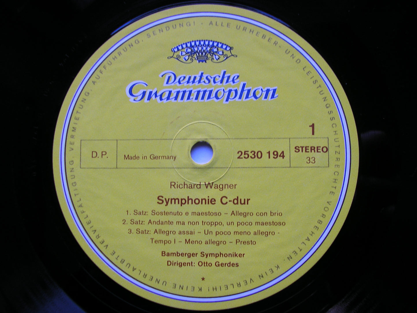 WAGNER: SYMPHONY in C / FAUST OVERTURE / RIENZI OVERTURE GERDES / BAMBERG SYMPHONY 2530 194