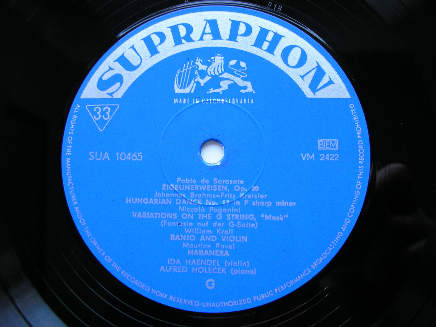 IDA HAENDEL PLAYS FAMOUS VIOLIN COMPOSITIONS    HAENDEL / HOLECEK    SUA 10465