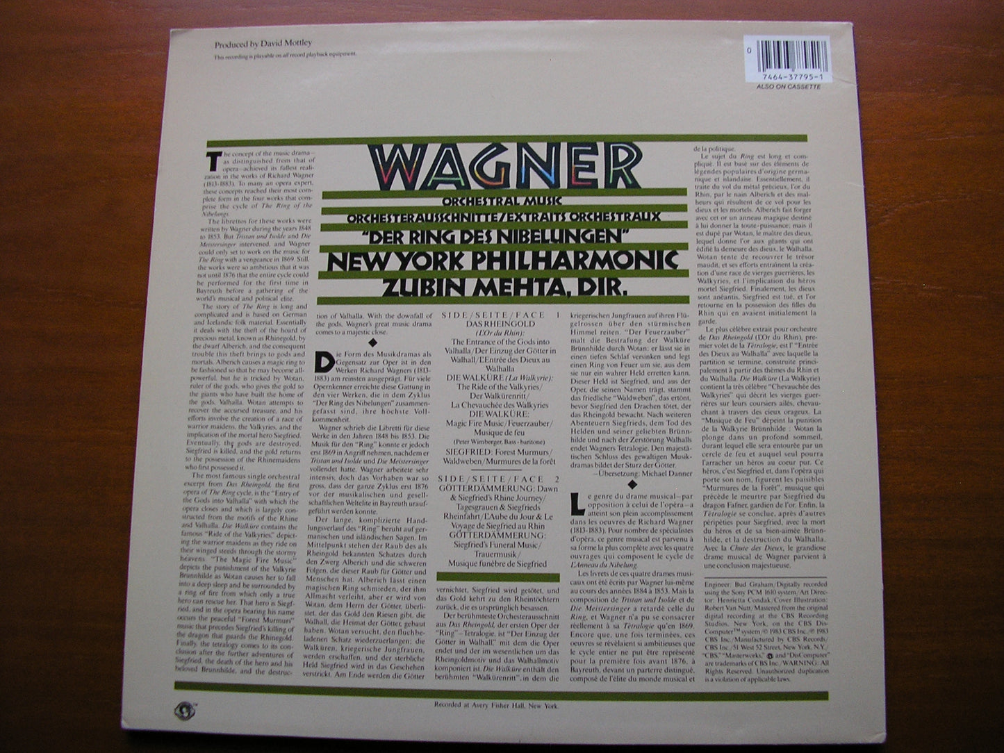 WAGNER: ORCHESTRAL MUSIC from 'The Ring' MEHTA / NEW YORK PHILHARMONIC IM 37795