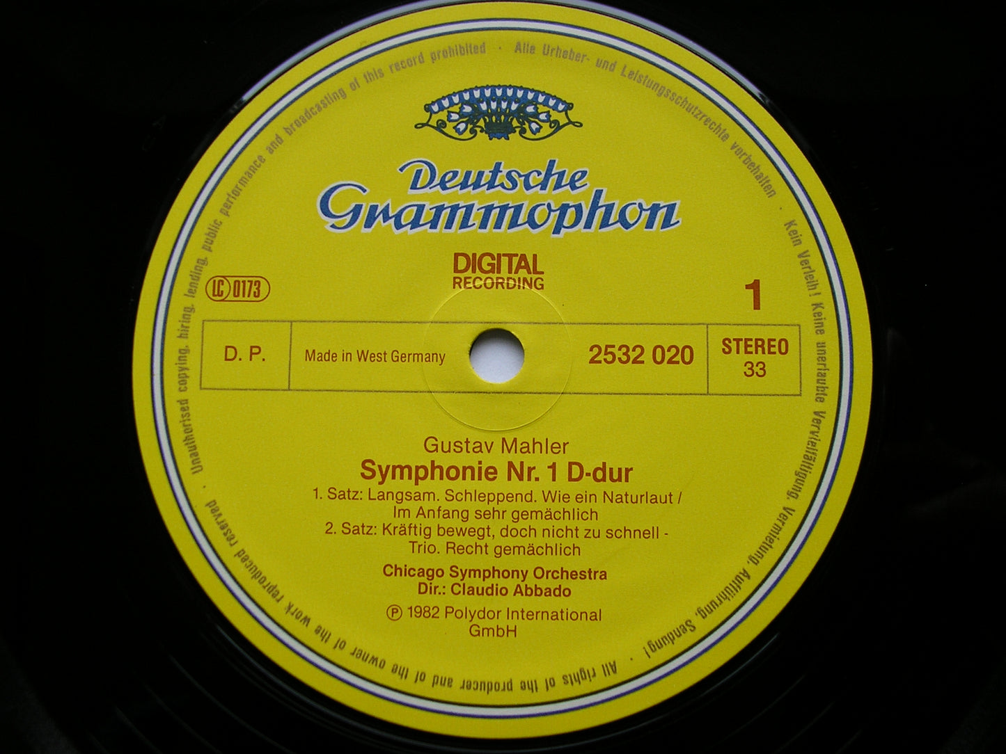 MAHLER: SYMPHONY No. 1 ABBADO / CHICAGO SYMPHONY 2532 020