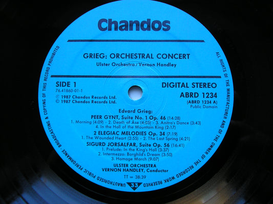 GRIEG: PEER GYNT Suite No. 1 / SYMPHONIC DANCES / TWO ELEGIAC MELODIES / SIGURD JORSALFAR      ULSTER ORCHESTRA / HANDLEY     ABRD 1234