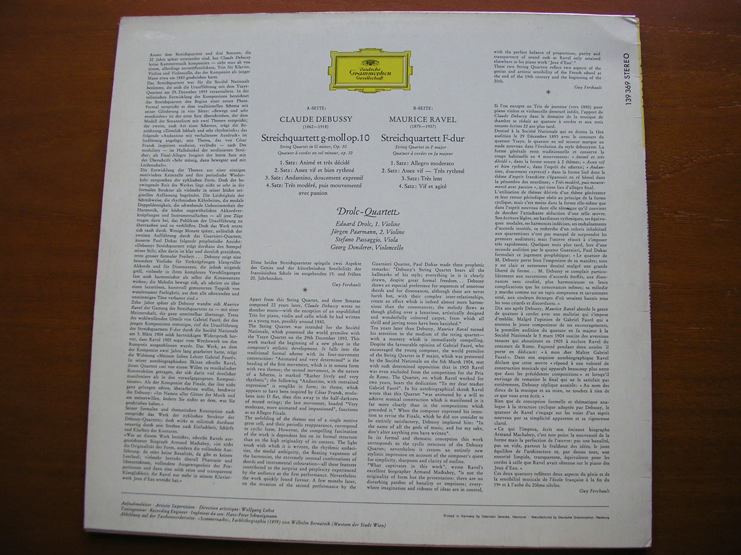 RAVEL & DEBUSSY: STRING QUARTETS DROLC QUARTET 139 369