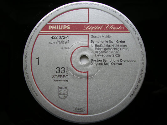 MAHLER: SYMPHONY No. 4 KIRI TE KANAWA / BOSTON SYMPHONY / SEIJI OZAWA 422 072