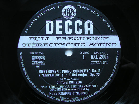 BEETHOVEN: PIANO CONCERTO No. 5  'Emperor'    CURZON / VIENNA PHILHARMONIC ORCHESTRA                   / KNAPPERTSBUSCH    SXL 2002