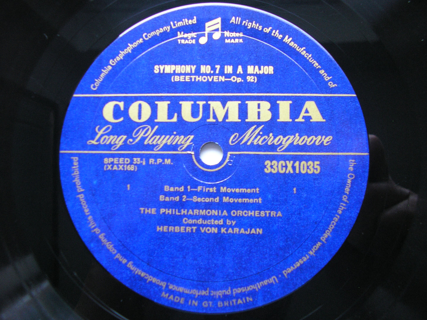 BEETHOVEN: SYMPHONY No. 7 KARAJAN / PHILHARMONIA ORCHESTRA 33CX 1035