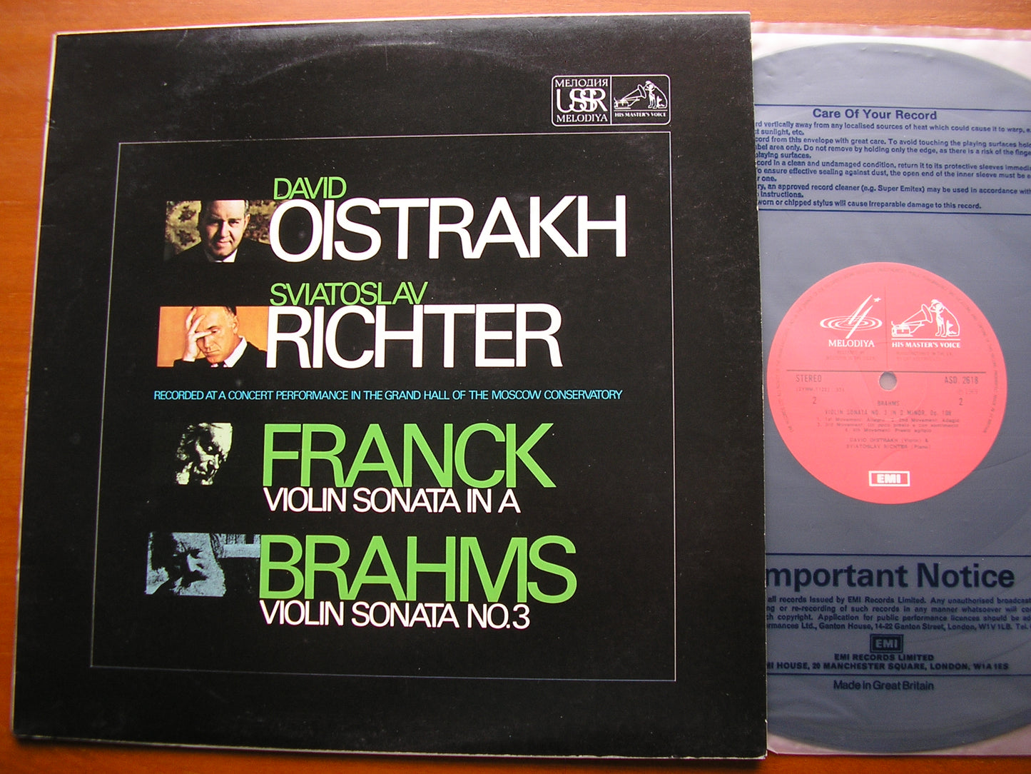 BRAHMS: VIOLIN SONATA No. 3 / FRANCK: VIOLIN SONATA DAVID OISTRAKH / SVIATOSLAV RICHTER ASD 2618