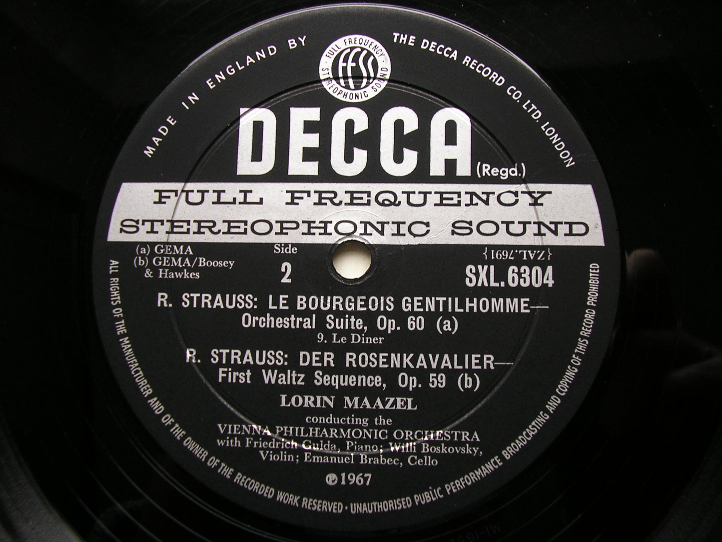 STRAUSS: LE BOURGEOIS GENTILHOMME Suite / DER ROSENKAVALIER First Waltz Sequence MAAZEL / VIENNA PHILHARMONIC SXL 6304