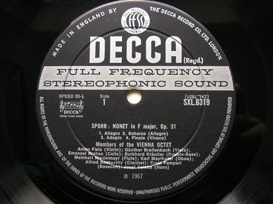 SPOHR: NONET op. 31 / DOUBLE QUARTET Op. 87    MEMBERS OF THE VIENNA OCTET    SXL 6319
