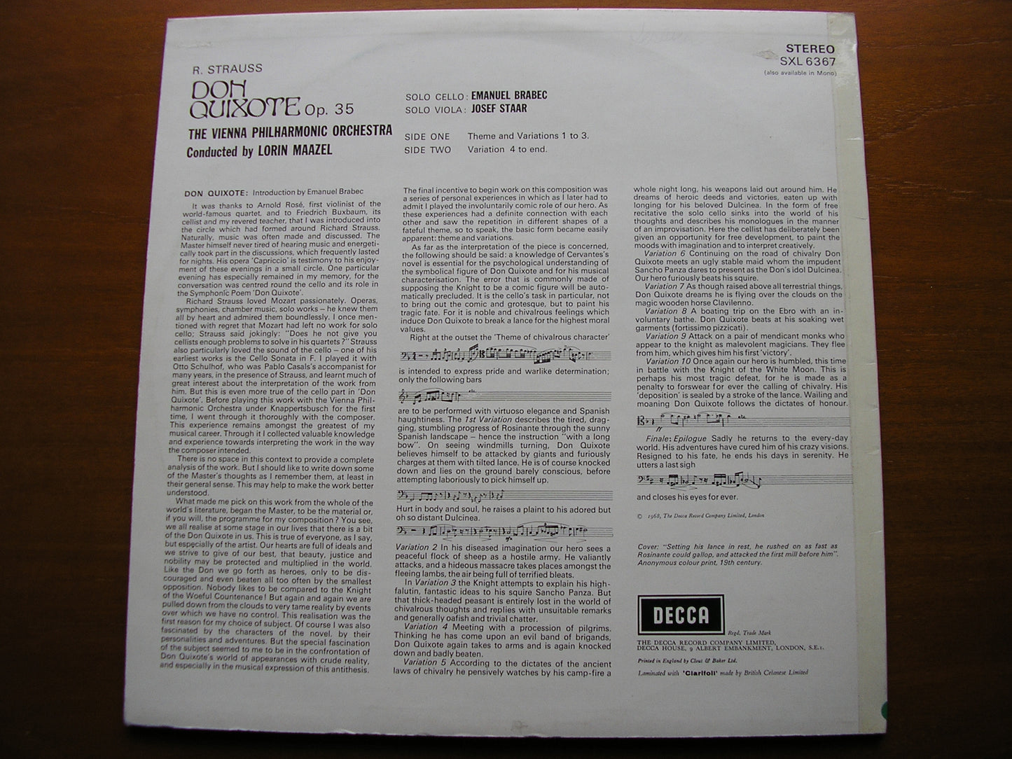 STRAUSS: DON QUIXOTE    MAAZEL / VIENNA PHILHARMONIC    SXL 6367