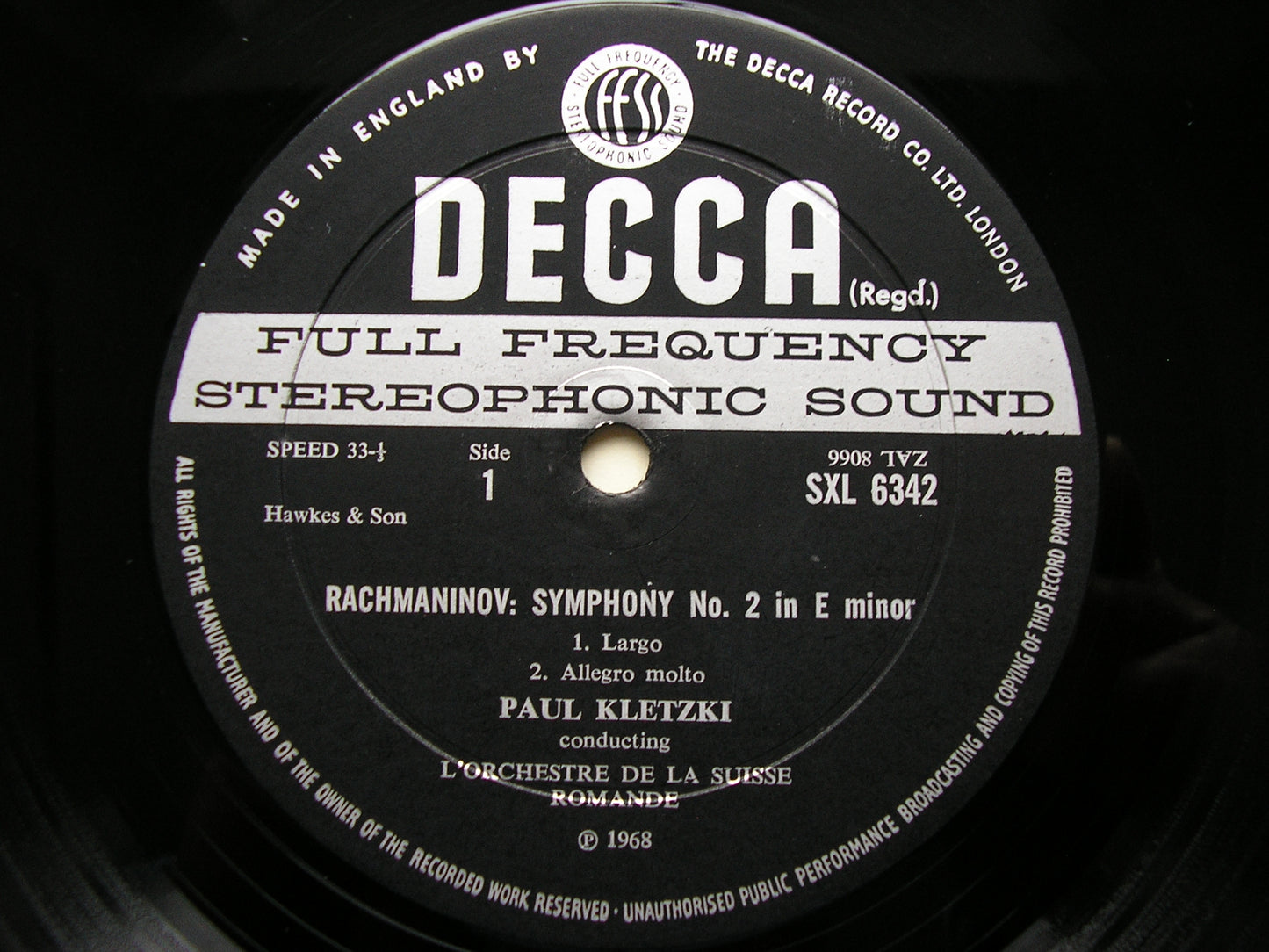 RACHMANINOV: SYMPHONY No. 2    KLETZKI / SUISSE ROMANDE ORCHESTRA    SXL 6342