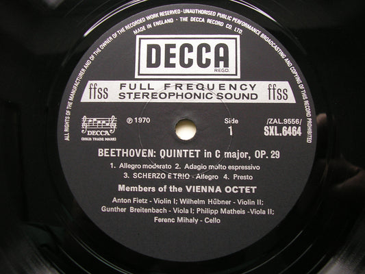 BEETHOVEN: QUINTET Op. 29 / SEXTET Op. 81b    MEMBERS OF THE VIENNA OCTET    SXL 6464