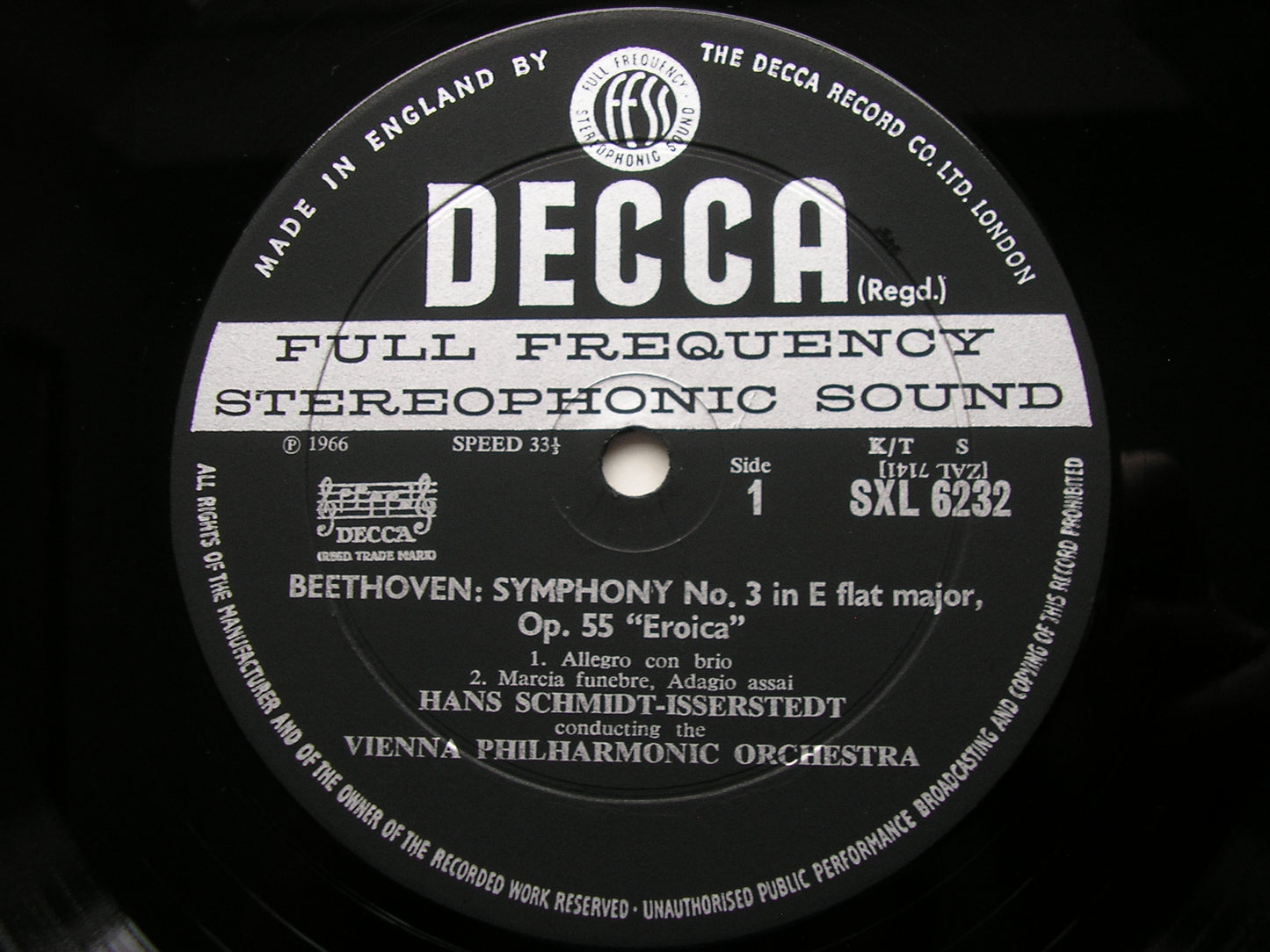 BEETHOVEN: SYMPHONY No. 3 'Eroica' SCHMIDT-ISSERSTEDT / VIENNA PHILHARMONIC SXL 6232