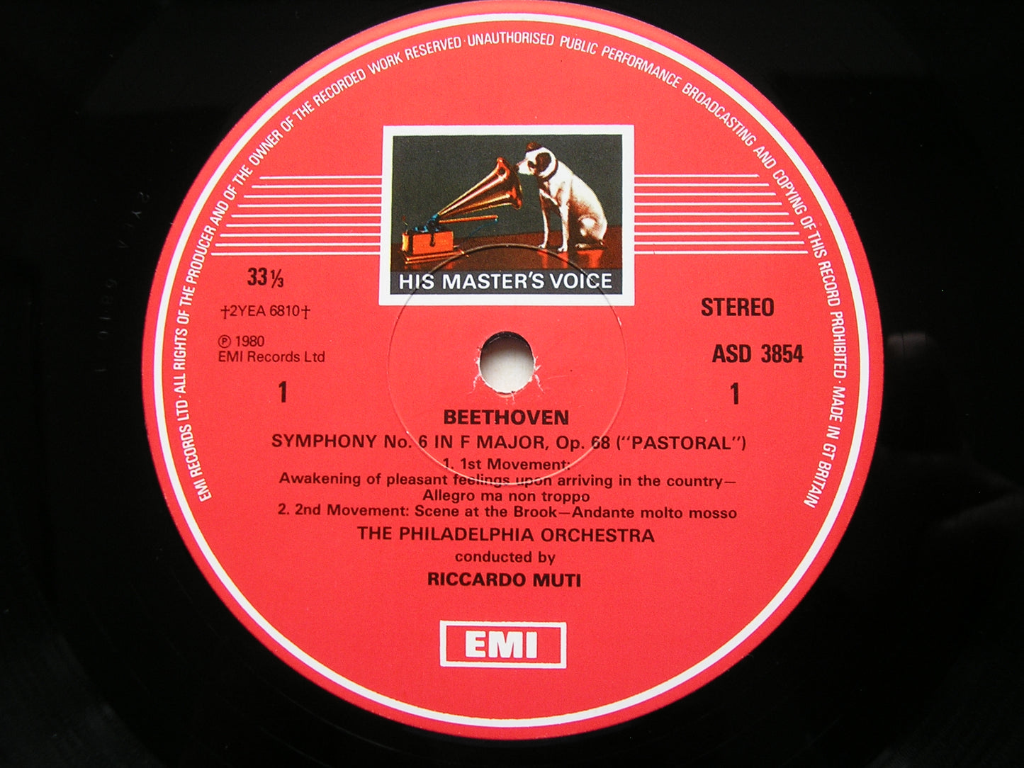 BEETHOVEN: SYMPHONY No. 6 'Pastoral' RICCARDO MUTI / PHILADELPHIA ORCHESTRA ASD 3854