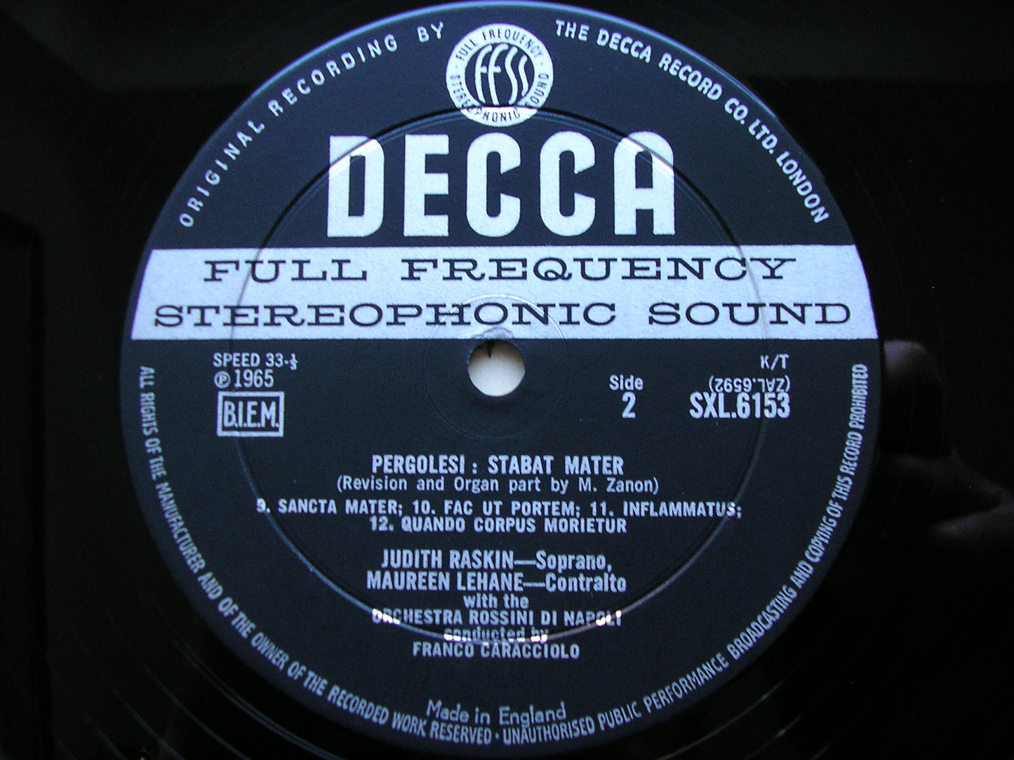 PERGOLESI: STABAT MATER     RASKIN / LEHANE / NAPLES ROSSINI ORCHESTRA / CARACCIOLO    SXL 6153