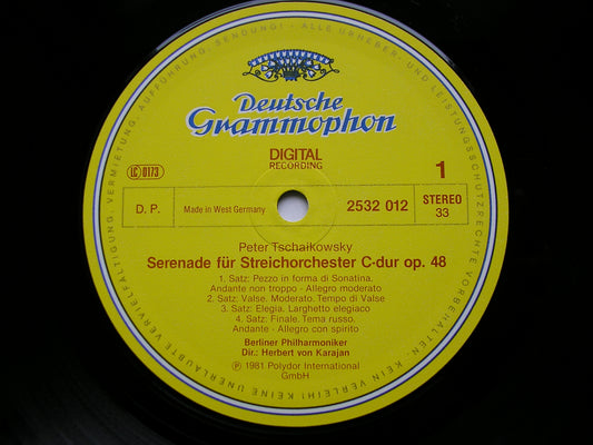 TCHAIKOVSKY & DVORAK: SERENADES FOR STRINGS KARAJAN / BERLIN PHILHARMONIC 2532 012