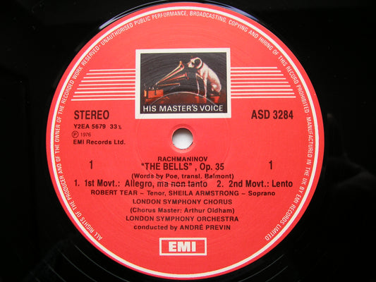 RACHMANINOV: THE BELLS / VOCALISE    SOLOISTS / LONDON SYMPHONY / PREVIN    ALTO  ASD 3284