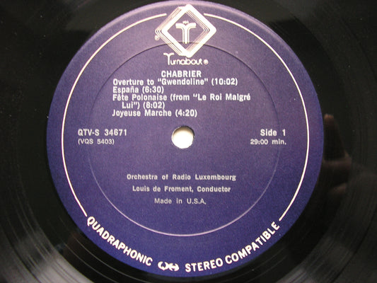 CHABRIER: COMPLETE ORCHESTRAL WORKS    DE FROMENT / RADIO LUXEMBOURG ORCHESTRA     QTVS 34671