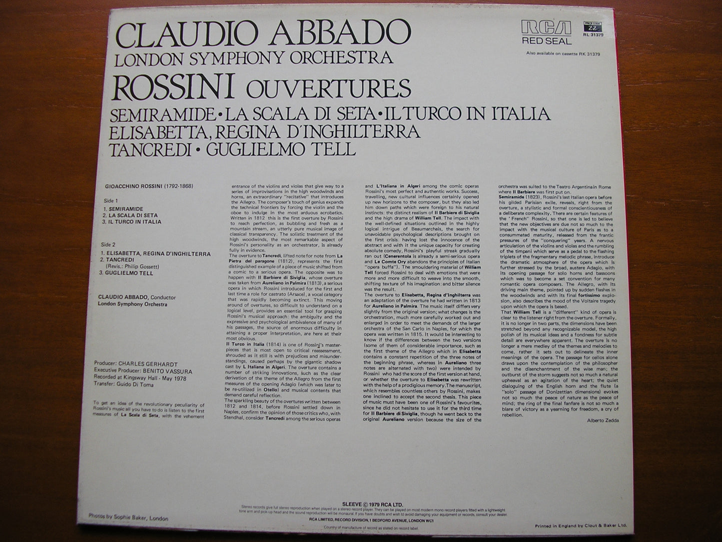 ROSSINI: SIX OVERTURES      ABBADO / LONDON SYMPHONY ORCHESTRA   RL 31379