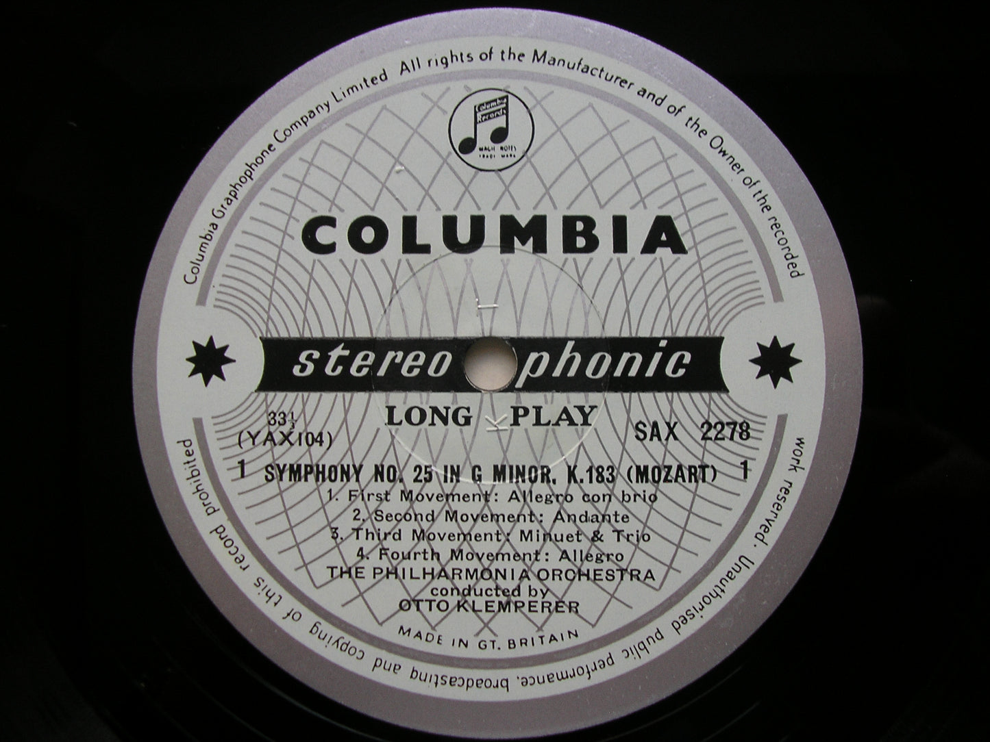 MOZART: SYMPHONIES Nos. 25 & 40      KLEMPERER / PHILHARMONIA      SAX 2278