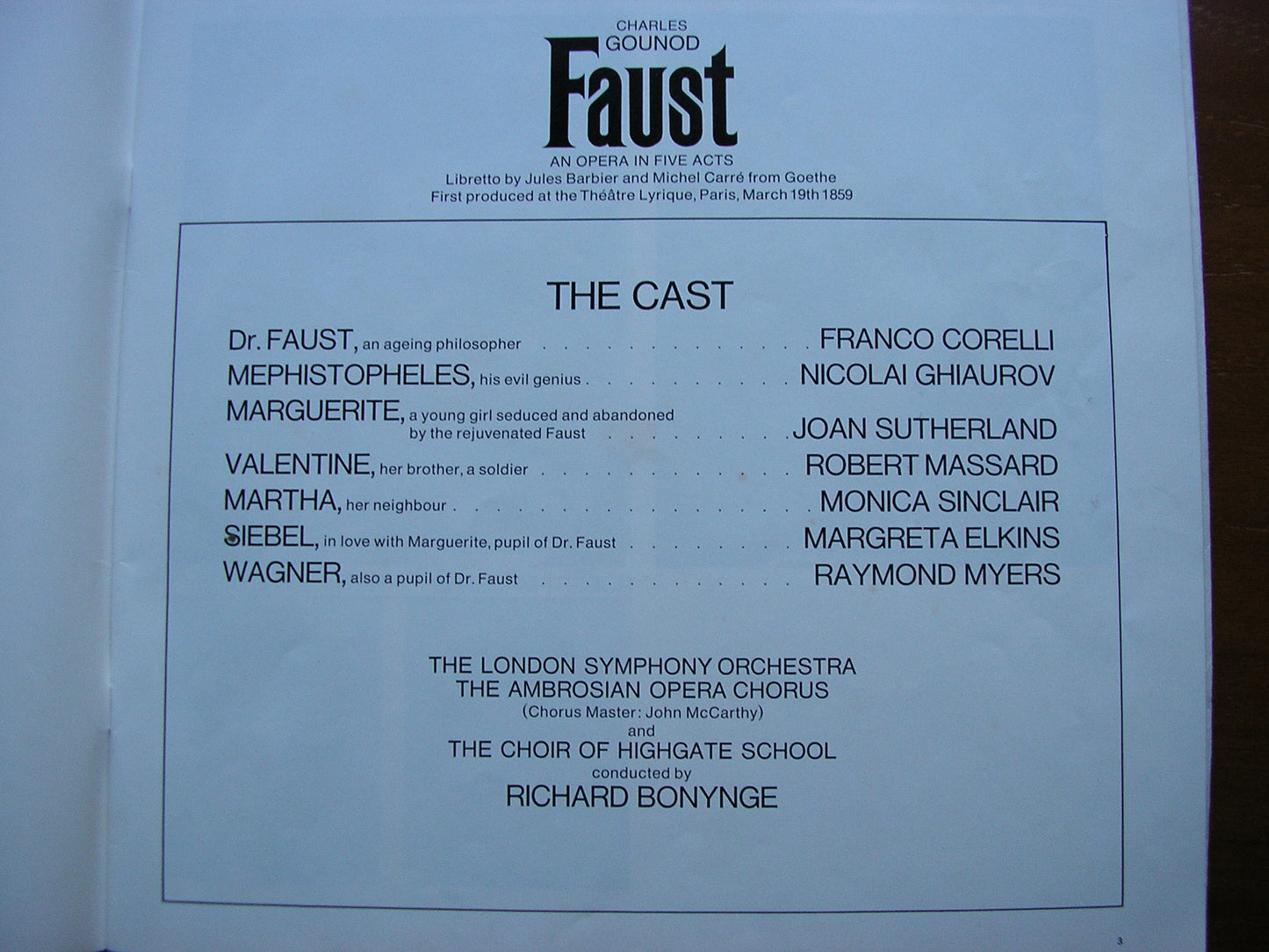 GOUNOD: FAUST - CORELLI / SUTHERLAND / GHIAUROV / LONDON SYMPHONY / BONYNGE SET 327 - 30
