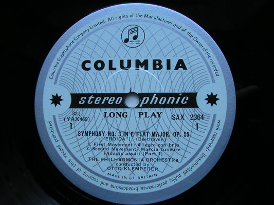 SAX 2364  BEETHOVEN: SYMPHONY No. 3 'Eroica'      KLEMPERER / PHILHARMONIA